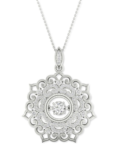 Twinkling Diamond Star diamond Filigree 18" Pendant Necklace (1/3 ct. t.w.) in 10k White Gold