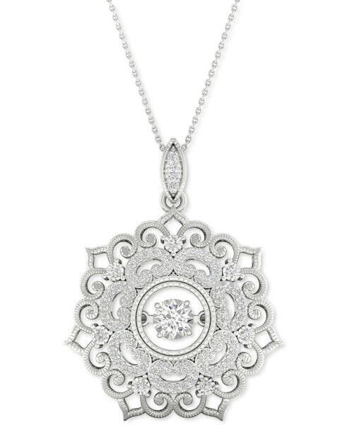 Diamond Filigree 18" Pendant Necklace (1/3 ct. t.w.) in 10k White Gold