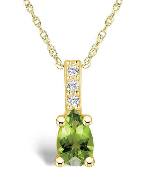 Peridot (1 Ct. T.W.) and Diamond Accent Pendant Necklace in 14K Yellow Gold