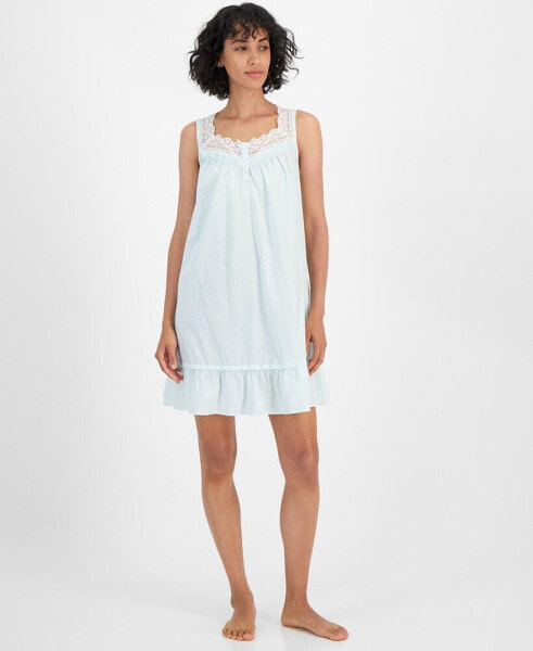 Women's Cotton Lace-Trim Chemise, Created for Macy's