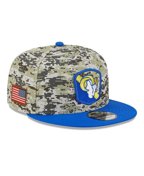 Бейсболка с пряжкой New Era мужская Camo, Royal Los Angeles Rams 2023 Salute To Service 9FIFTY