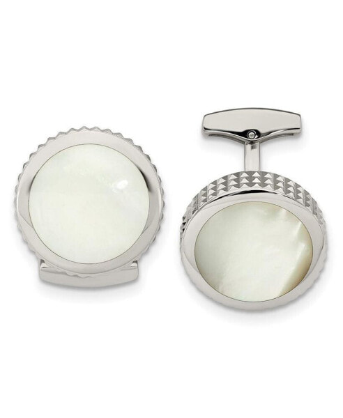 Stainless Steel Polished Studded Round Cufflinks