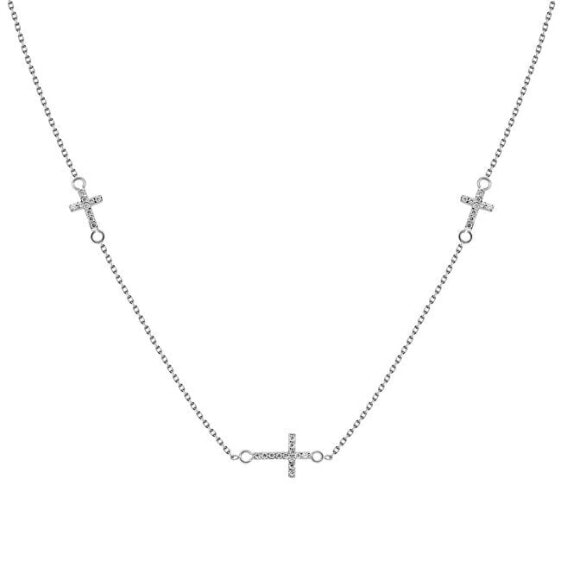 Elegant silver necklace with zircons NCL27W