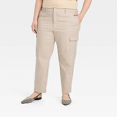 Women's Effortless Chino Cargo Pants - A New Day Tan 20