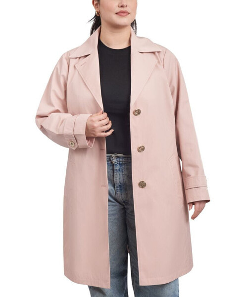 Women's Plus Size Single-Breasted Reefer Trench Coat, Created for Macy's
