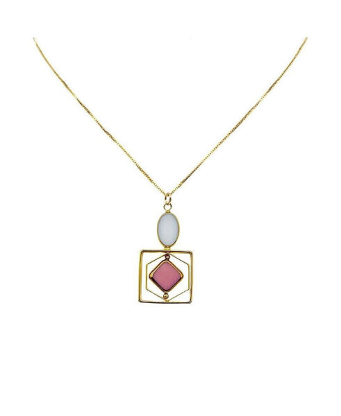 Pink and White Art Deco Necklace