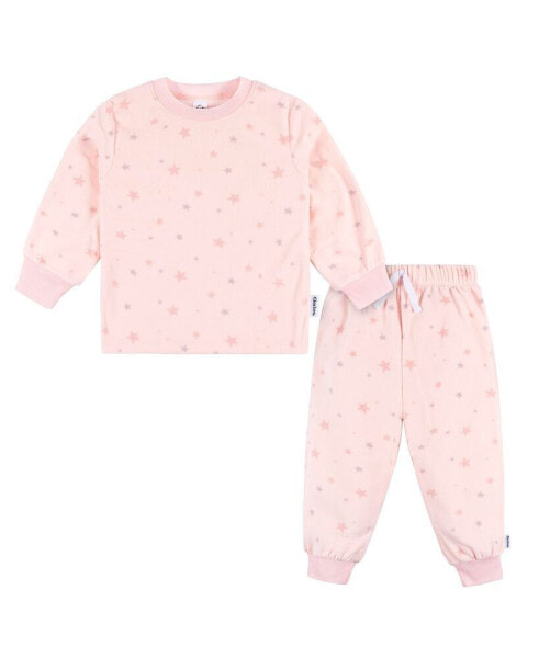 Baby Girls Baby Long Sleeve Top and Pant Fleece Pajamas, 2-piece