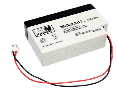 Pb 12V 0.8Ah gel battery (0.57kg, max. charge curr. 0.2A, max. discharge curr. 7A)
