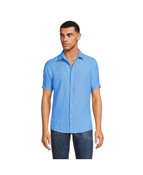 Men's Traditional Fit Short Sleeve Linen Shirt