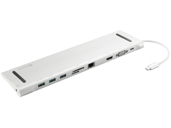 SANDBERG USB-C 10-in-1 Docking Station - Wired - USB 3.2 Gen 1 (3.1 Gen 1) Type-C - 100 W - 10,100,1000 Mbit/s - Aluminium - MMC - MicroSD (TransFlash) - SD - SDHC - SDXC