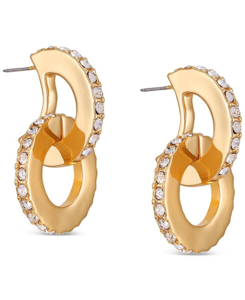 Gold-Tone Pavé Linked Circle Drop Earrings