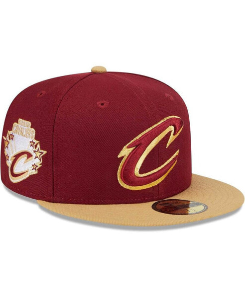 Men's Wine/Gold Cleveland Cavaliers Gameday Gold Pop Stars 59Fifty Fitted Hat