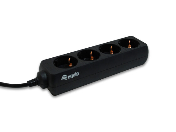 Equip 4-Outlet Power Strip - 1.1 m - 4 AC outlet(s) - Type F - Black - 100 - 240 V - 50 - 60 Hz