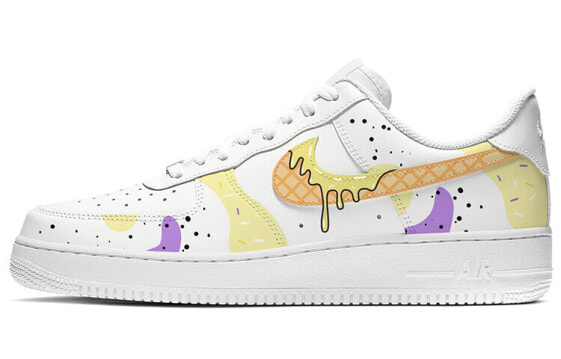 【定制球鞋】 Nike Air Force 1 Low 空军一号 小甜筒 喷绘 美食主题定制 耐磨防滑 低帮 板鞋 男款 白黄 / Кроссовки Nike Air Force 315122-111