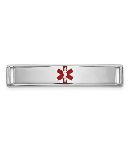 14k White Gold Epoxy Enameled Medical ID Ctr Plate Bracelet