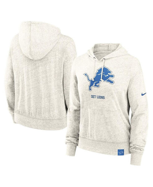 Women's Cream Detroit Lions Gym Vintage-like Logo Pullover Hoodie