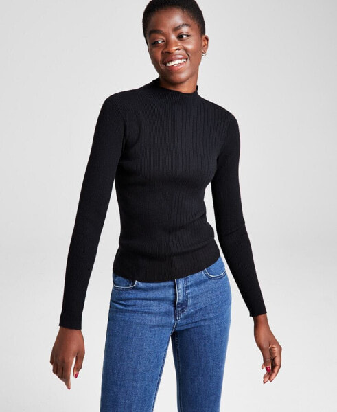 Women's Ribbed Mockneck Sweater, Created for Macy's