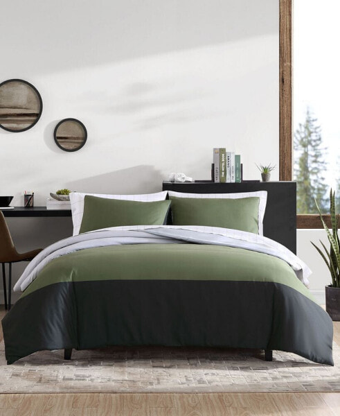 Skyline Stripe Reversible 3 Piece Duvet Cover Set, Full/Queen