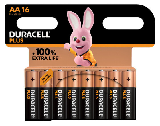 Одноразовый аккумулятор Duracell Plus 100 AA Alkaline 1.5 V 16 шт. разноцветный