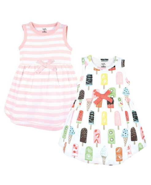 Touched by Nature Baby Girls Baby Organic Cotton Short-Sleeve and Long-Sleeve Dresses, Popsicle