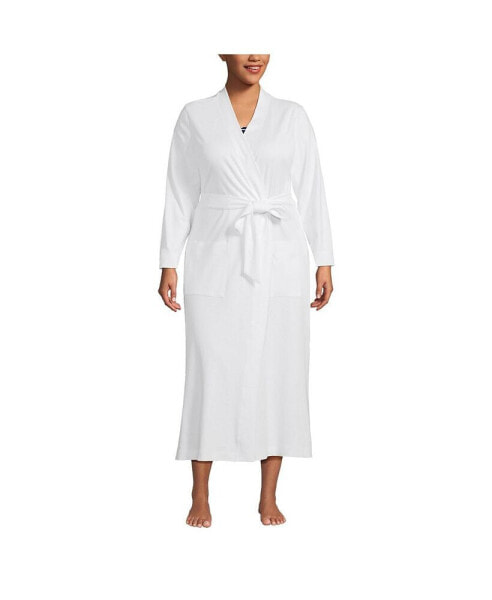 Plus Size Cotton Long Sleeve Midcalf Robe