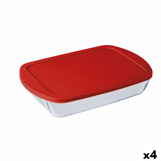 Прямоугольная коробочка для завтрака с крышкой Ô Cuisine Cook&store Ocu Прозрачный Cтекло Силикон 4,5 L (4 штук)