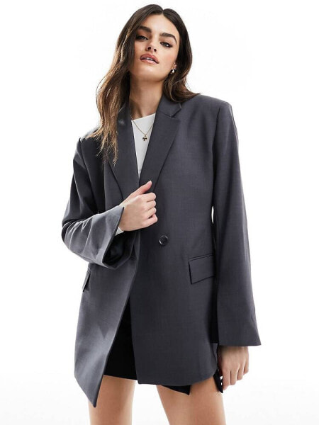 & Other Stories co-ord wrap front  blazer in grey