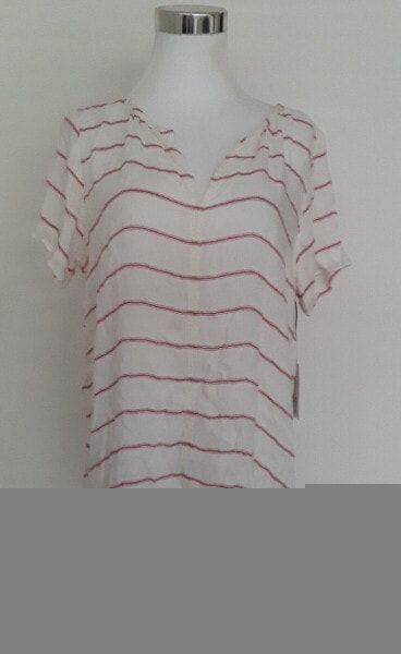 Velvet By Graham & Spencer Women's Striped Tunic Short Sleeve Top Off White S