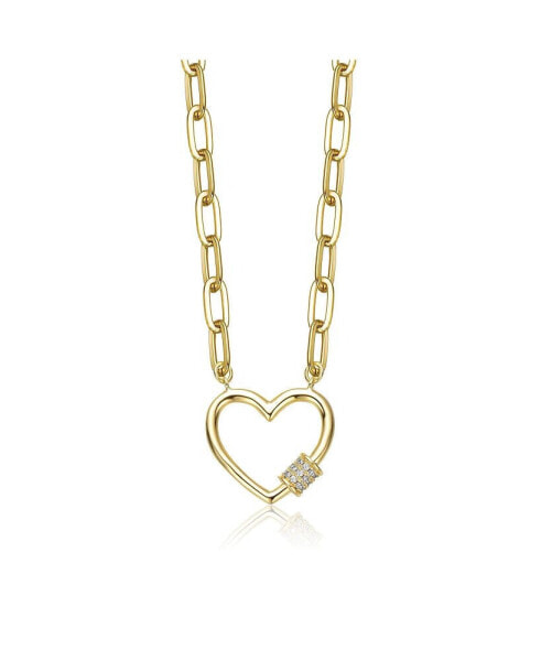 Gigi Girl Kids/Young Teens 14K Gold Plated Cubic Zirconia Heart Charm Necklace