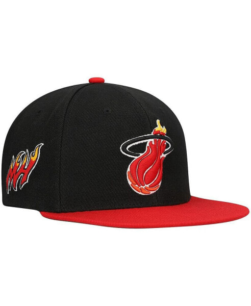 Men's Black, Red Miami Heat Hardwood Classics Core Side Snapback Hat