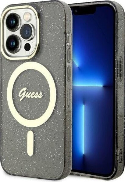 Guess Guess Glitter Gold MagSafe - Etui iPhone 14 Pro Max (Czarny)