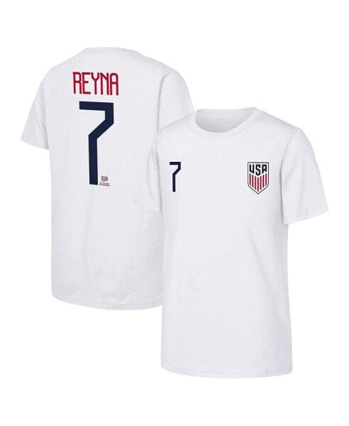 Big Boys and Girls Giovanni Reyna White USMNT Name Number T-Shirt