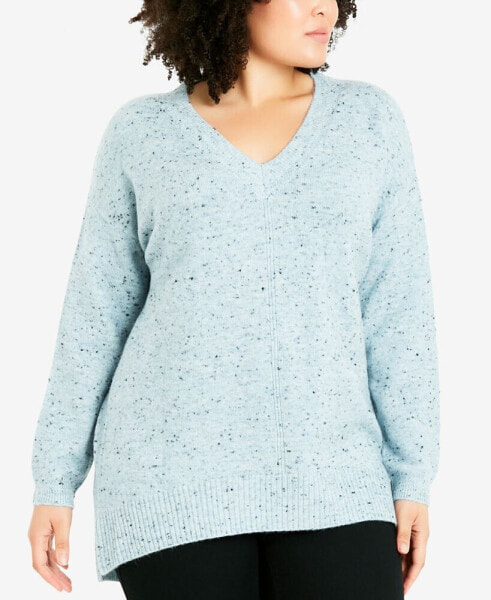 Plus Size Neppy V-neck Sweater