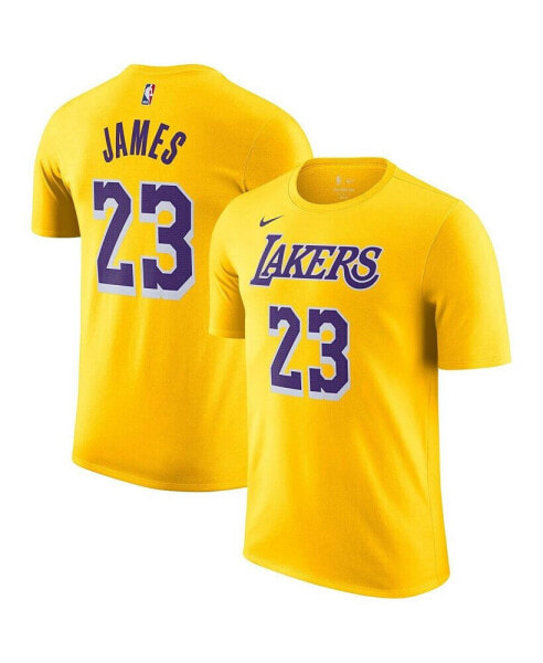 Men's LeBron James Gold Los Angeles Lakers Name and Number T-shirt