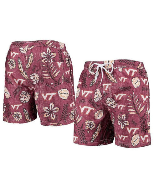 Men's Maroon Virginia Tech Hokies Vintage-Like Floral Swim Trunks