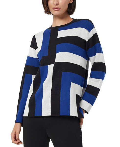 Women's Jacquard Geo Crewneck Sweater