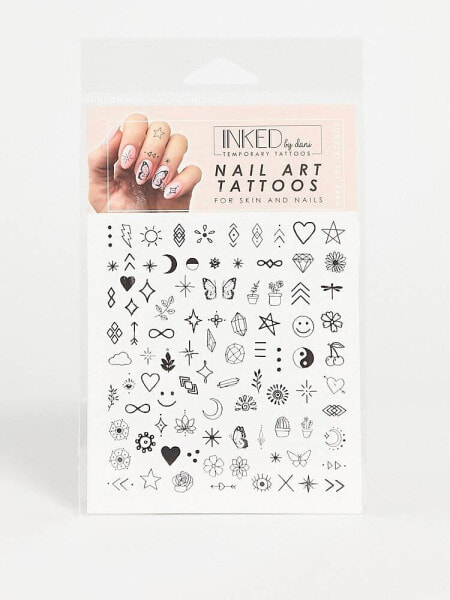 INKED by Dani Black & White Nail Art Temporary Tattoo Pack