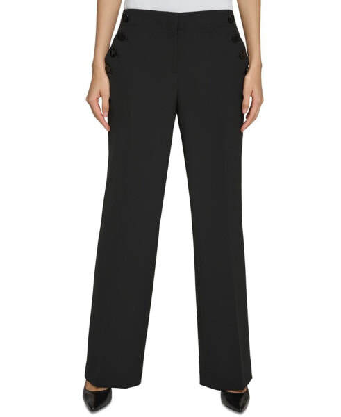 Women's Button-Pocket Wide-Leg Sailor Pants