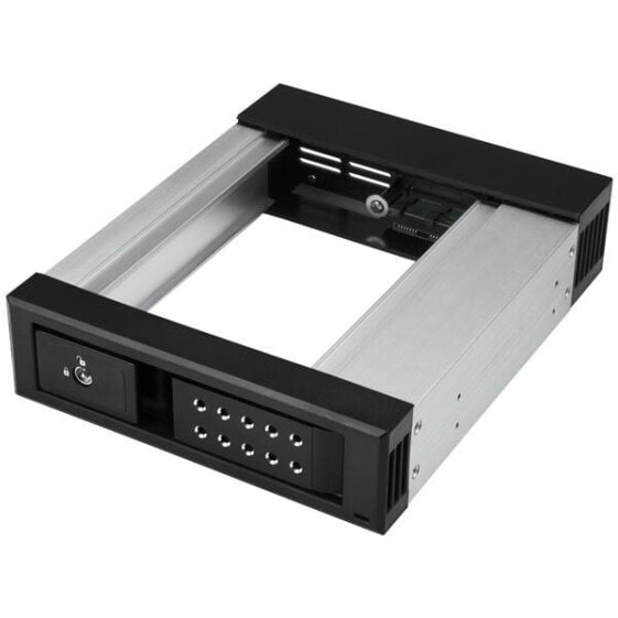 StarTech.com 5.25 to 3.5 Hard Drive Hot Swap Bay - For 3.5" SATA/SAS Drives - Trayless - Aluminum - 13.3 cm (5.25") - Carrier panel - 10000 GB - 3.5" - Serial ATA - Serial ATA II - Serial ATA III - Serial Attached SCSI (SAS) - Black