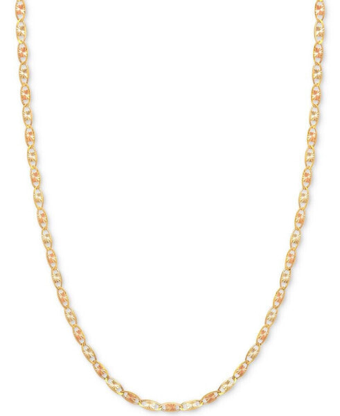 18" Tri-Color Valentina Chain Necklace (1/5mm) in 14k Gold, White Gold & Rose Gold