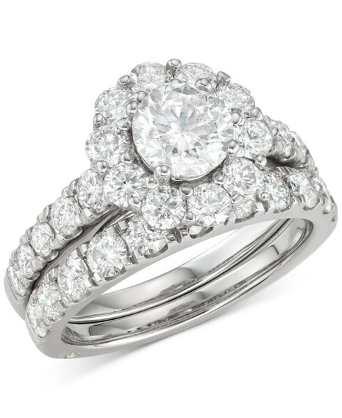 Diamond Round Halo Bridal Set (3 ct. t.w.) in 18k White Gold