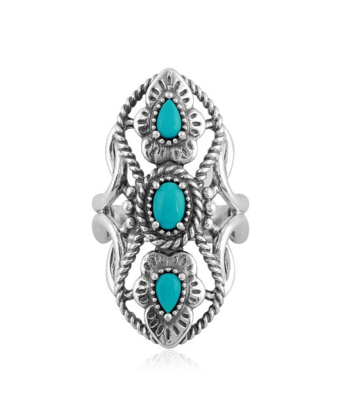 Кольцо American West Jewelry Turquoise 3-Stone Elongated