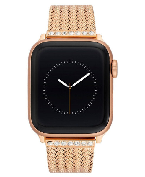 Women's Rose Gold-Tone Stainless Steel Mesh Bracelet with Crystal Accents Compatible with 42/44/45/Ultra/Ultra 2 Apple Watch