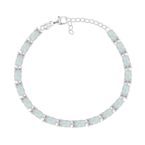 Sparkling silver bracelet with synthetic opals BRC140W