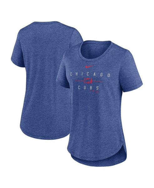 Women's Heather Royal Chicago Cubs Knockout Team Stack Tri-Blend T-shirt