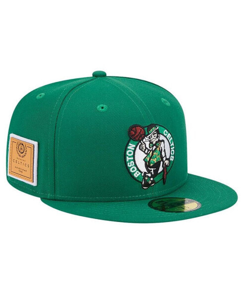 Men's Kelly Green Boston Celtics Court Sport Leather Applique 59fifty Fitted Hat