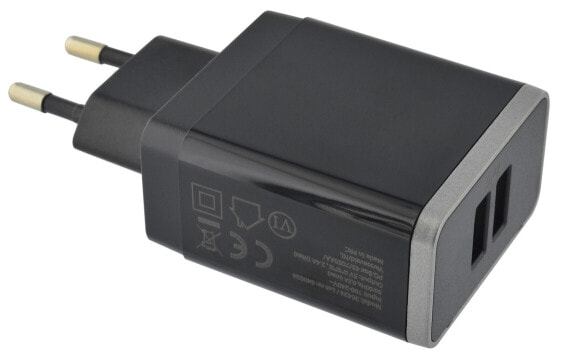 Mobiparts Wall Charger Dual USB 2.4A Black - Indoor - AC - Black