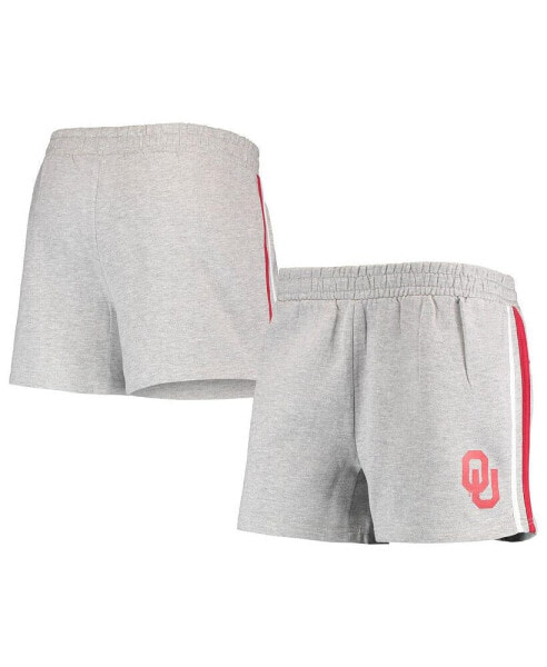 Women's Heathered Gray Oklahoma Sooners Plus Size 2-Stripes Shorts