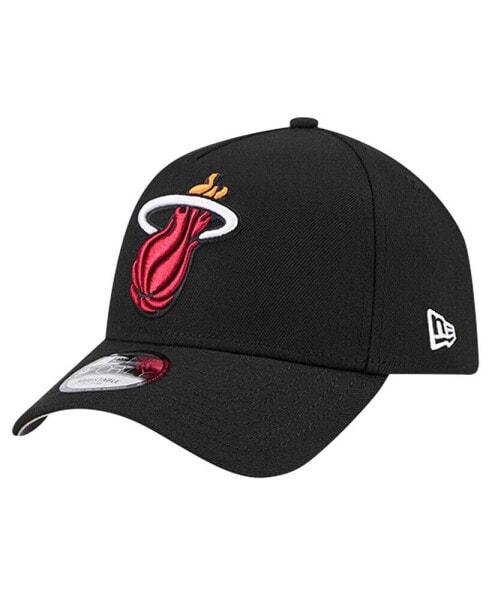 Men's Black Miami Heat A-Frame 9FORTY Adjustable Hat