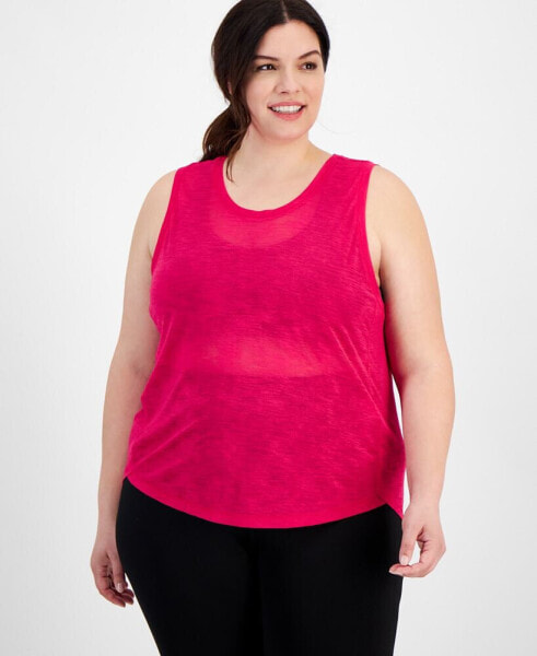 Plus Size Breezy Burnout Tank Top, Created for Macy's